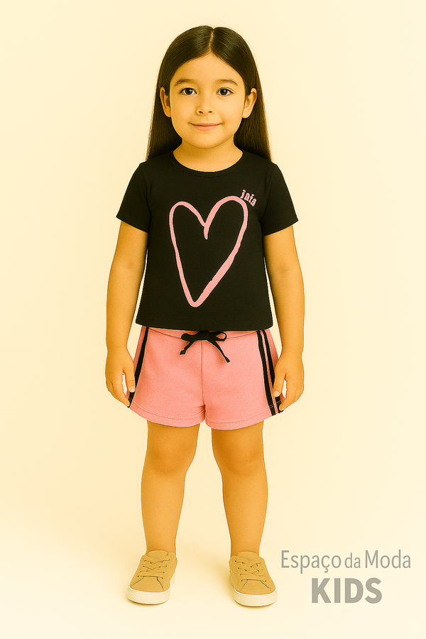 Conjunto Infantil Menina Iaia Heart Preto