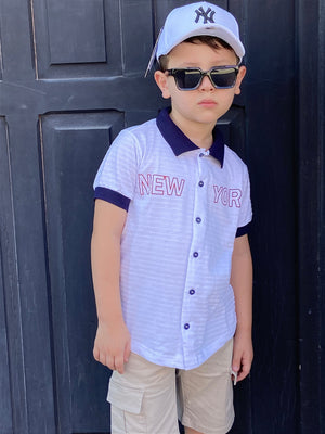 Camisa de Botão Infantil Menino Branca