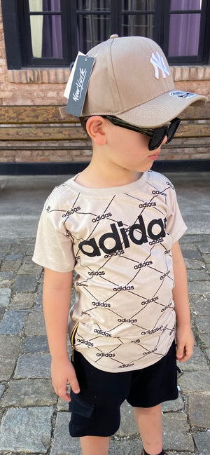 Camiseta infantil Long Line Bege