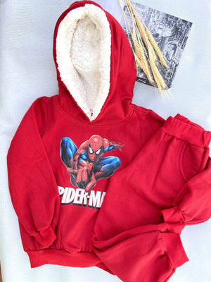 Conjunto Moletom Infantil Vermelho com Capuz Forrado