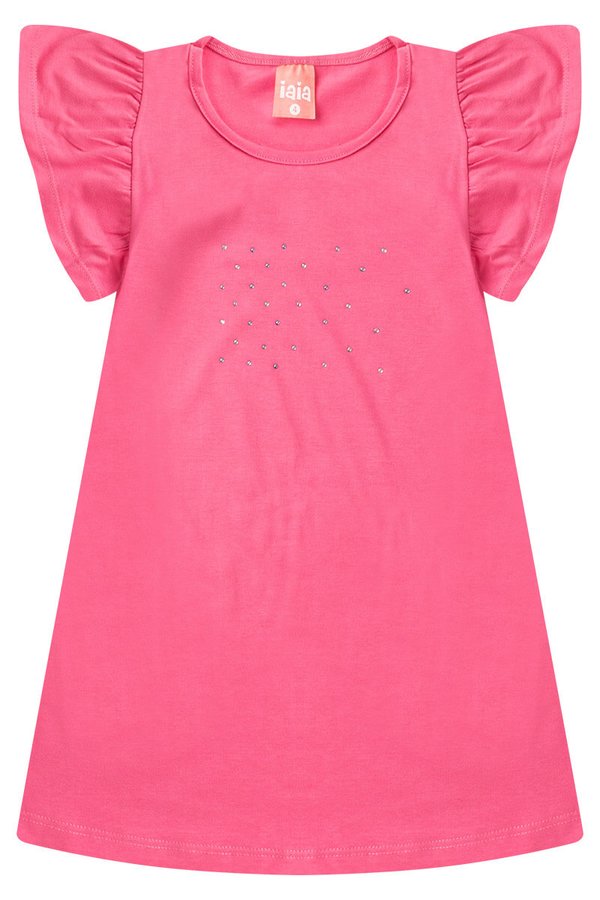 Vestido Infantil Menina Com Brilho Iaia Rosa Chiclete
