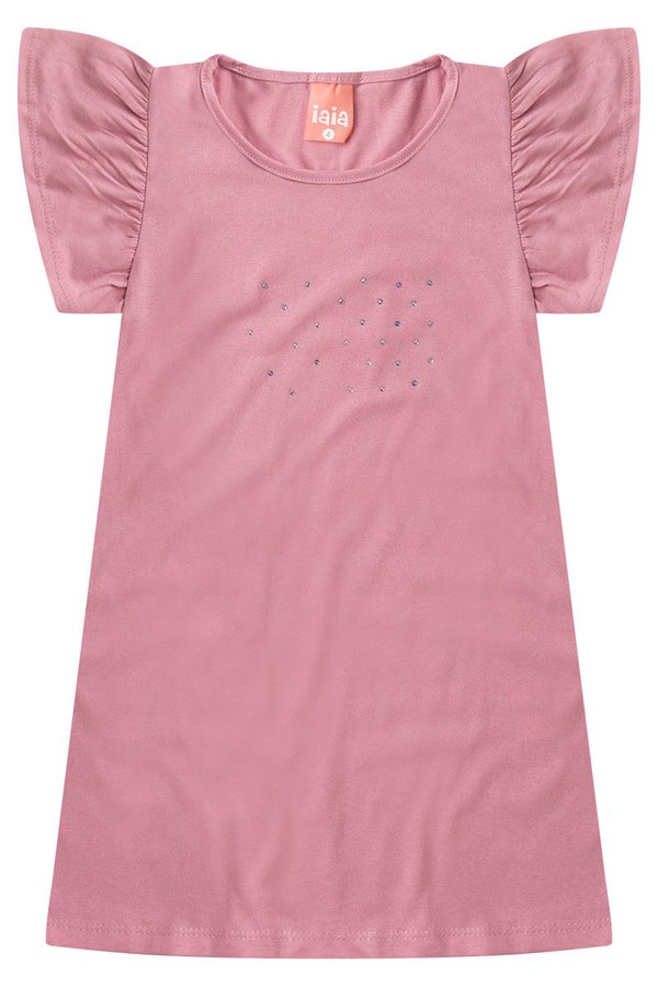 Vestido Infantil Menina Com Brilho Iaia Rosa Envelhecido