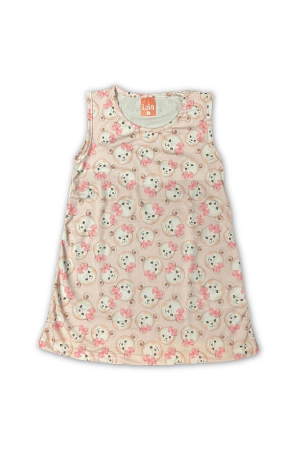 Vestido Regata Infantil Menina Ursinho Iaia Rosa