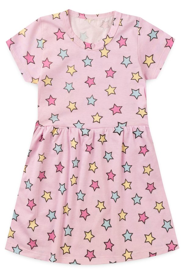 Vestido Infantil Menina Estrelas Iaia Rosa claro